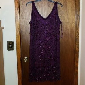 Plus size beaded formal midi dress